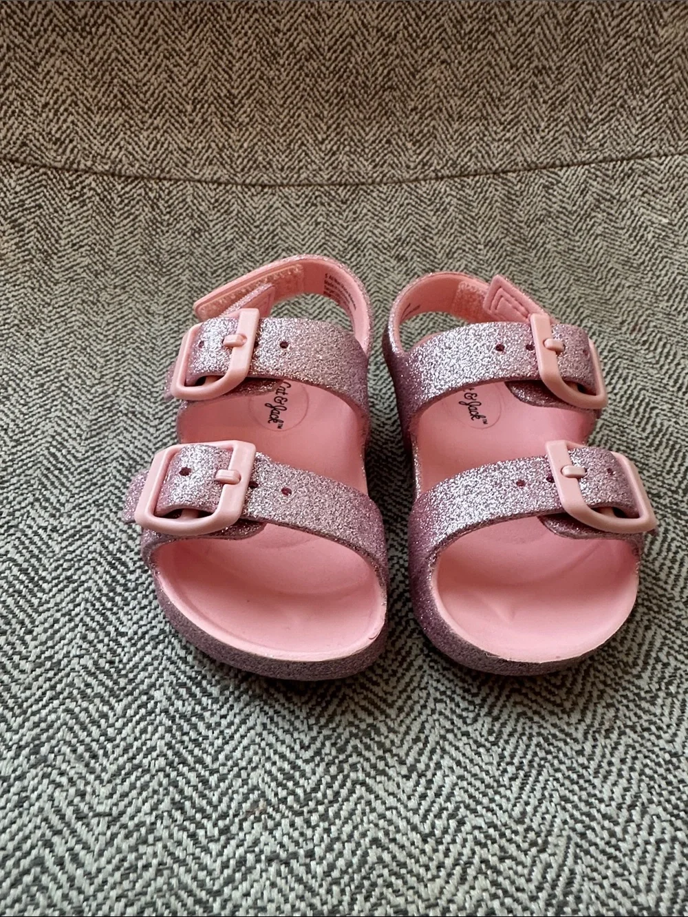 Cat & Jack Pink Glitter Double-Buckle Sandals